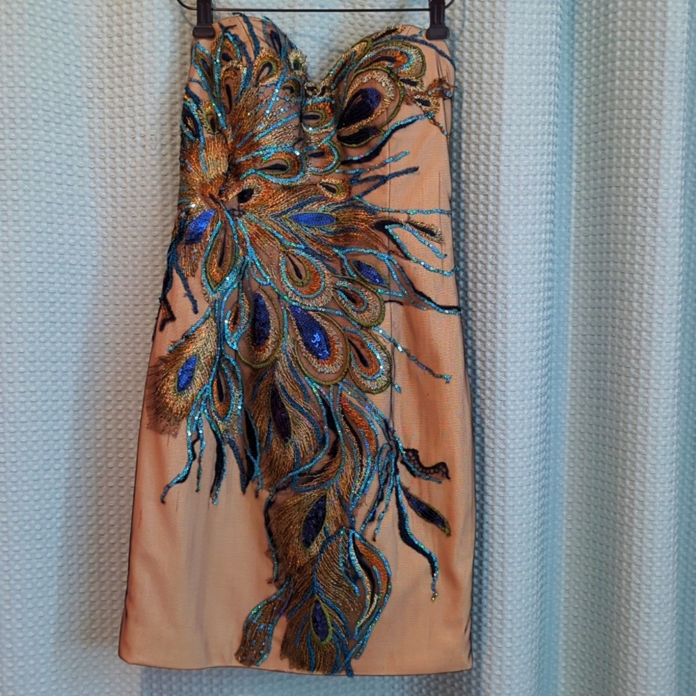 EUC UK Sz 6 🦚 embroidered mini 👗
